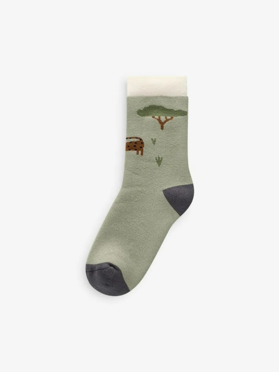 Next Safari Animals Cosy Terry Cotton Rich Socks 5 Pack Discount