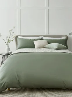 Next Sage Green 400 Thread Count Egyptian Cotton Sateen Luxury Duvet Cover and Pillowcase Set Discount