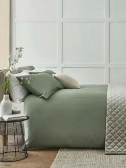 Next Sage Green 400 Thread Count Egyptian Cotton Sateen Luxury Duvet Cover and Pillowcase Set Discount