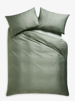 Next Sage Green 400 Thread Count Egyptian Cotton Sateen Luxury Duvet Cover and Pillowcase Set Discount