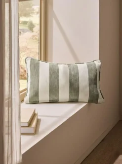 Next 50 x 30cm Chenille Stripe Cushion Sage Green Hot