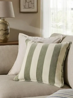 Next 50 x 50cm Chenille Stripe Cushion Sage Green
