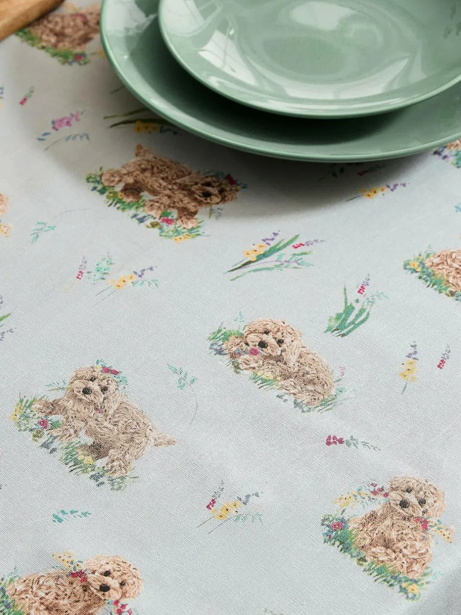 Next Sage Green Charlie The Cockapoo Wipe Clean Table Cloth Clearance