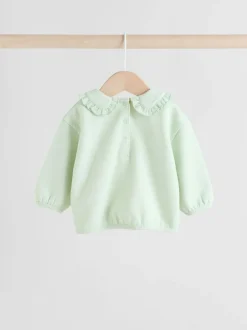 Next Sage Green/ Cream Ditsy Baby Frill Collar Sweater and Leggings 2 Piece Set (0mths-2yrs) New