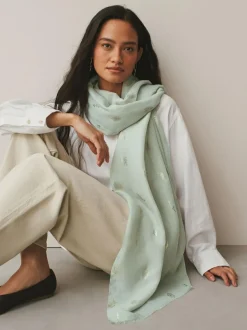 Next Sage Green Foil Lightweight Scarf Outlet