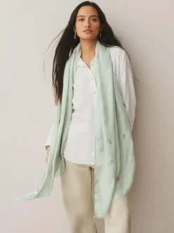 Next Sage Green Foil Lightweight Scarf Outlet