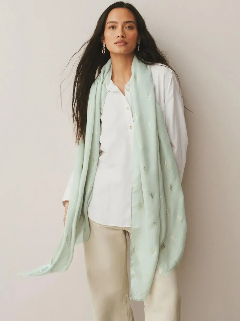 Next Sage Green Foil Lightweight Scarf Outlet