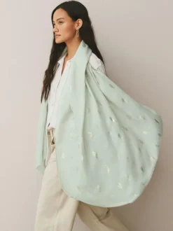 Next Sage Green Foil Lightweight Scarf Outlet