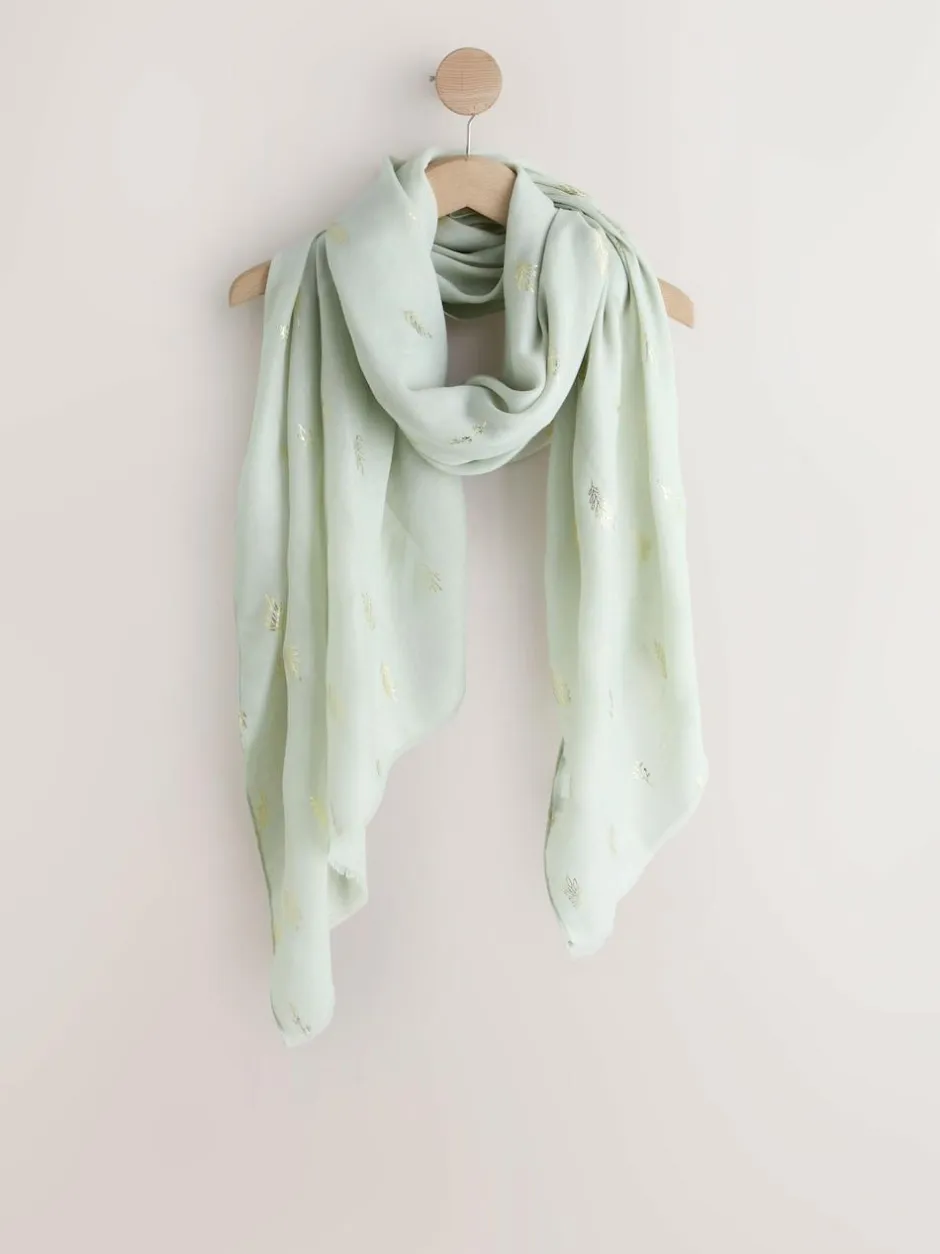 Next Sage Green Foil Lightweight Scarf Outlet