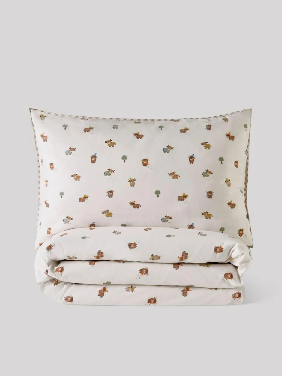 Next Duvet Cover and Pillowcase Set Sage Green Hamish the Cow Supersoft Brushed Cotton Hot