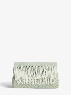 Next Herringbone Cosy Throw Sage Green Clearance