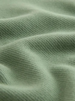 Next Sage Green Plain N.Premium Regular Fit 100% Cotton Premium Quarter Zip Jumper Sale