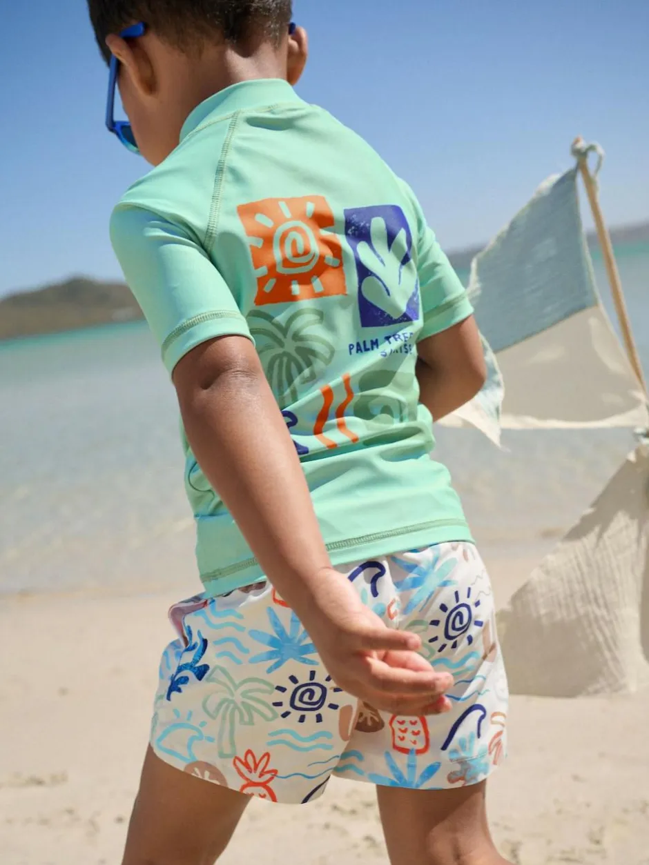 Next Sage Green Rash Vest and Swim Shorts Set (3mths-7yrs) Clearance