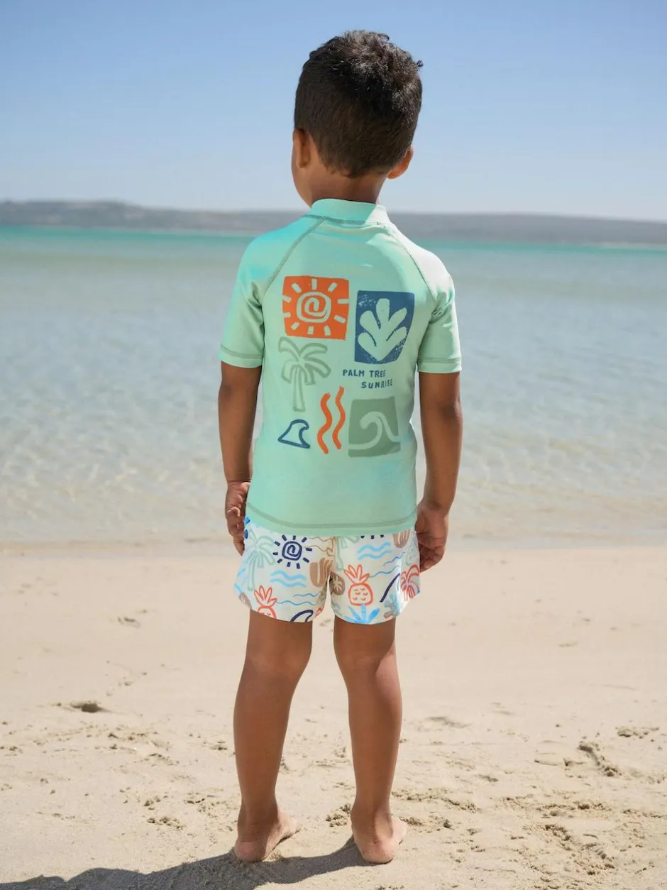 Next Sage Green Rash Vest and Swim Shorts Set (3mths-7yrs) Clearance