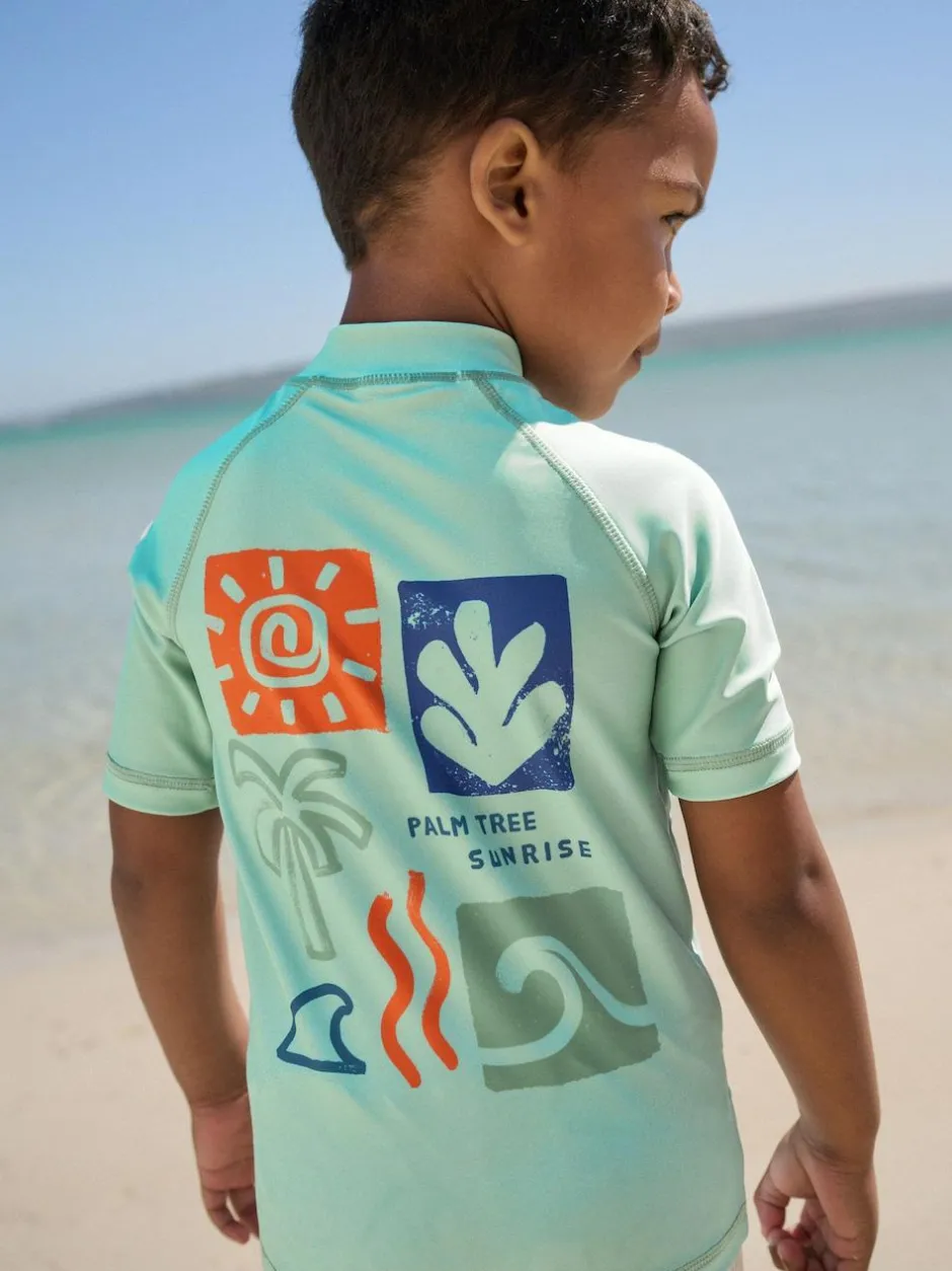 Next Sage Green Rash Vest and Swim Shorts Set (3mths-7yrs) Clearance