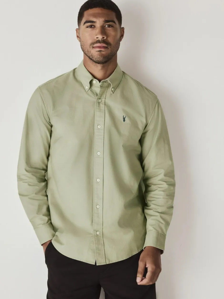 Next Sage Green Slim Fit Long Sleeve Oxford Shirt