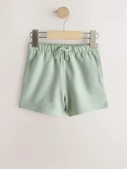 Next Textured Shorts 3 Pack (3mths-7yrs) Sage Green Soft Yellow and Pastel Stripe