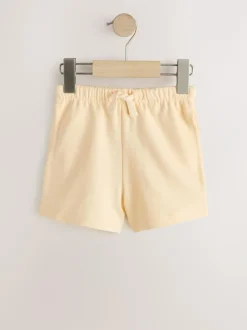 Next Textured Shorts 3 Pack (3mths-7yrs) Sage Green Soft Yellow and Pastel Stripe