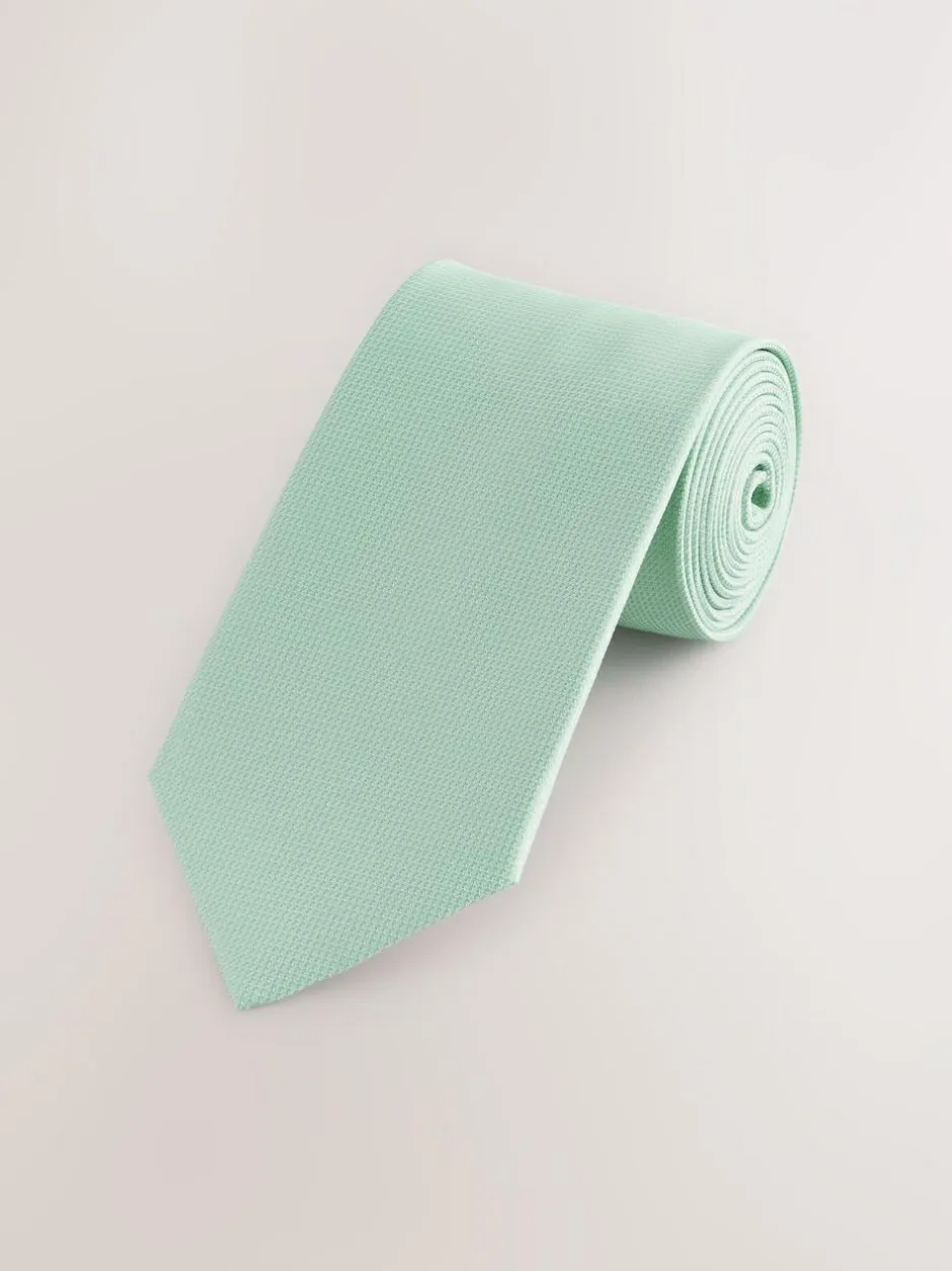 Next Textured Tie Sage Green Sale