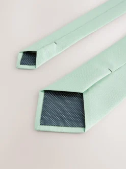 Next Textured Tie Sage Green Sale