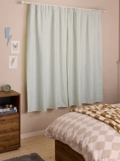 Next Pencil Pleat Blackout Curtains Sage Stripe Sale