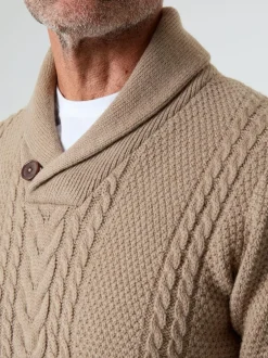 Saltwell Cable Knit Shawl Neck Jumper Natural Outlet