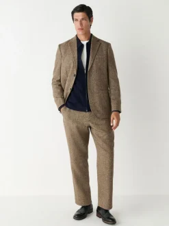 Next Relaxed Fit Wool Blend Suit Trousers Sand