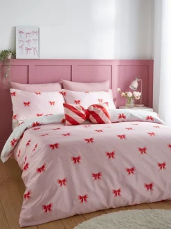 Sassy B Pink Dotty Bows So Soft Reversible Duvet Cover Set New