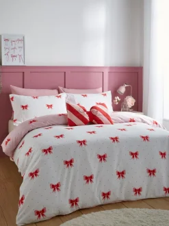 Sassy B Pink Dotty Bows So Soft Reversible Duvet Cover Set New