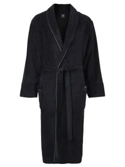 Savile Row Company Black Fleece Dressing Gown With Piping Discount