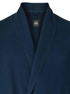 Savile Row Company Cotton Waffle Dressing Gown Navy Hot