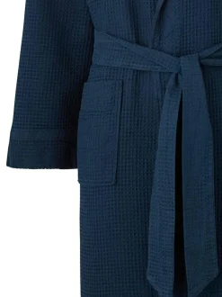 Savile Row Company Cotton Waffle Dressing Gown Navy Hot