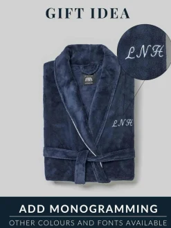 Savile Row Company Cotton Waffle Dressing Gown Navy Hot