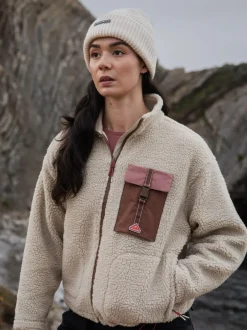 Sealskinz Broomsthorpe Womens Sherpa Zip Up Fleece Cream New