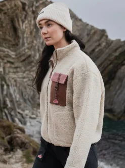 Sealskinz Broomsthorpe Womens Sherpa Zip Up Fleece Cream New