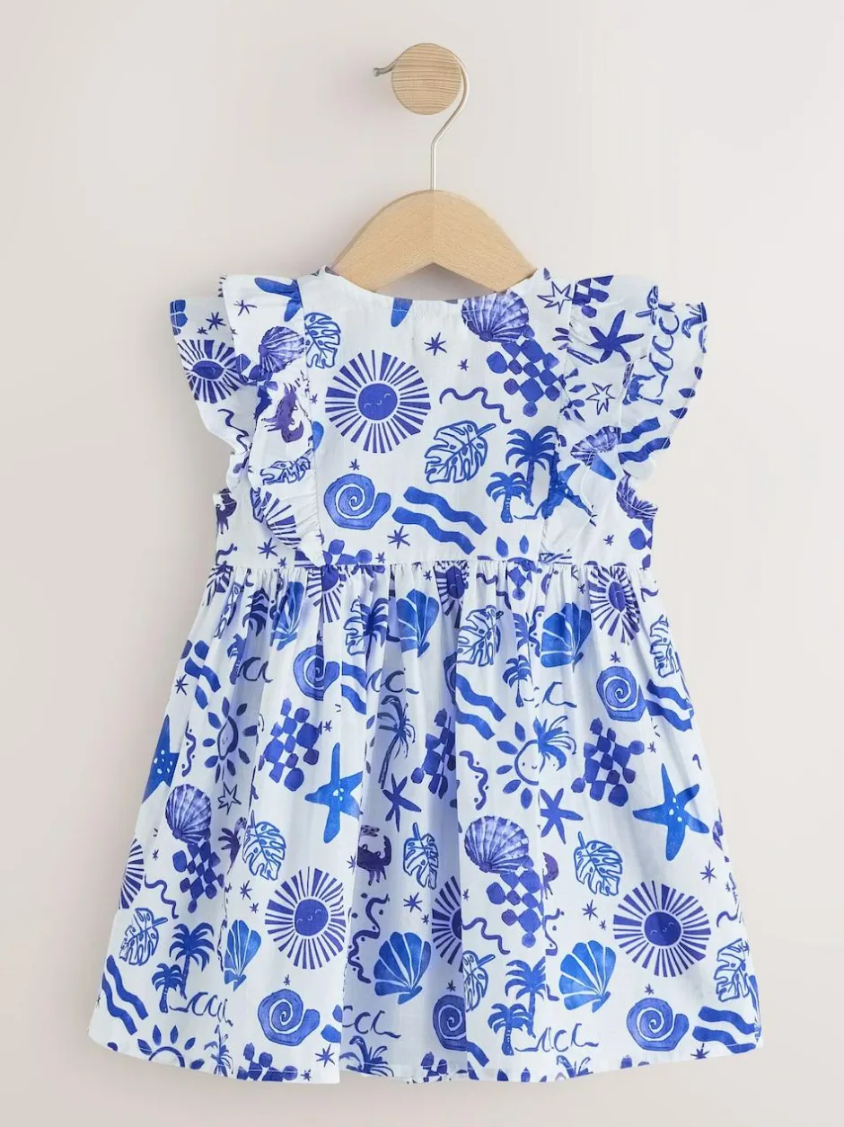 Next Seaside Print Double Ruffle Sleeve Dress (3mths-8yrs)