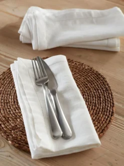 Secret Linen Store Set of 4 Twill Napkins Off White New
