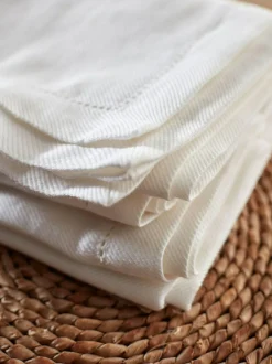 Secret Linen Store Set of 4 Twill Napkins Off White New