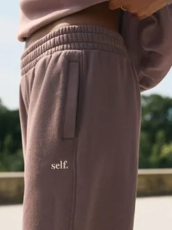 self. Brown Cuffed Joggers Sale
