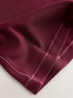 self. Burgundy Fitted Rib T-Shirt Best