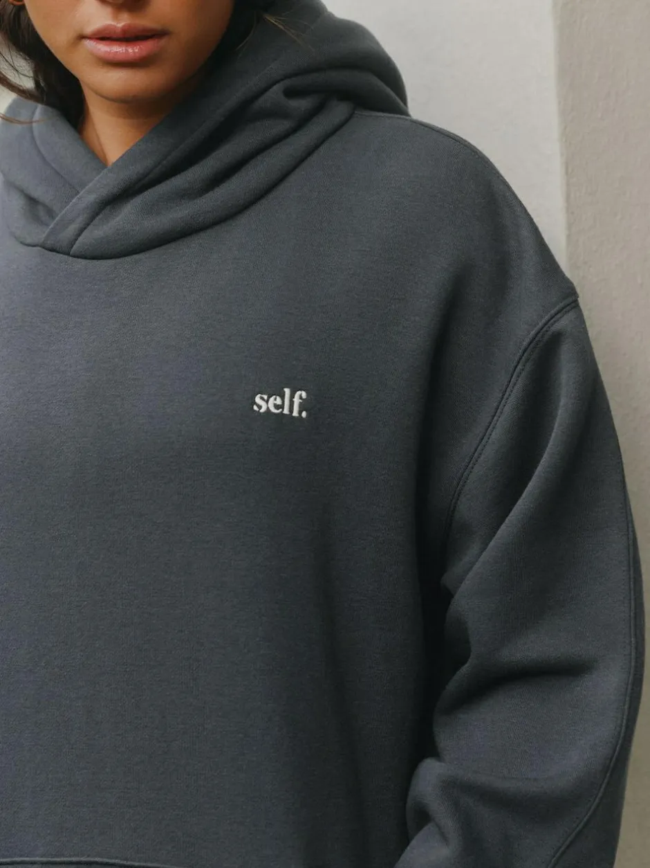 self. Charcoal Grey Hoodie Clearance