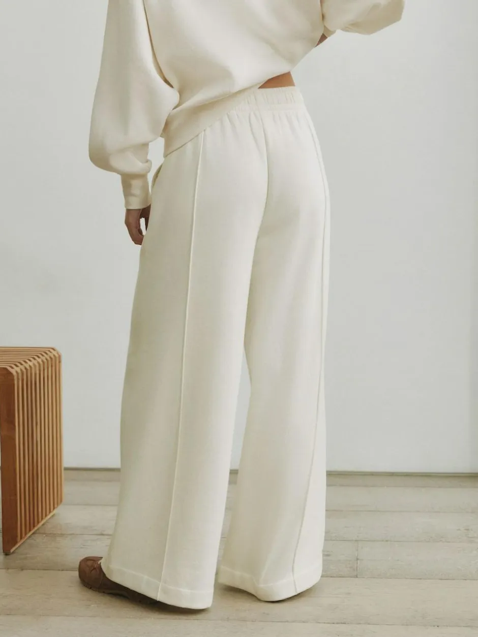 self. Cream Wide Leg Joggers Clearance