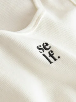 self. Cotton Rib Scoop Neck Vest Ecru Online