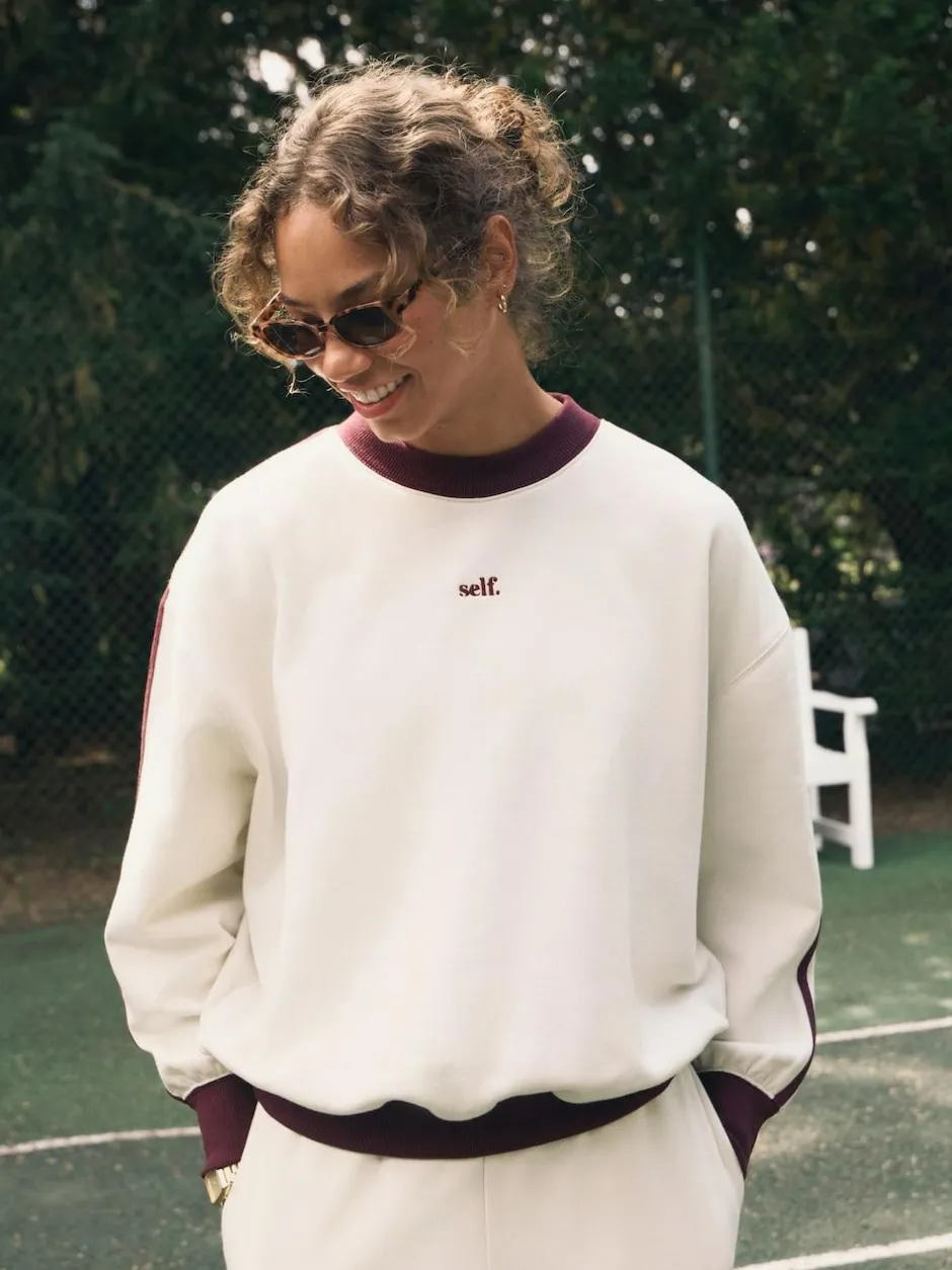 self. Ecru/BerryColourblock Sweatshirt Online