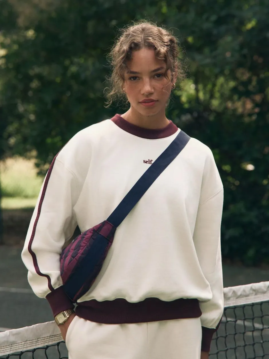 self. Ecru/BerryColourblock Sweatshirt Online