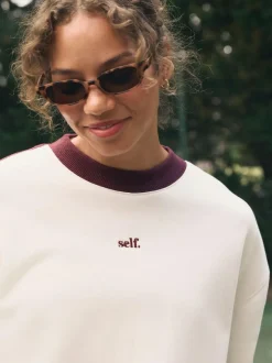self. Ecru/BerryColourblock Sweatshirt Online