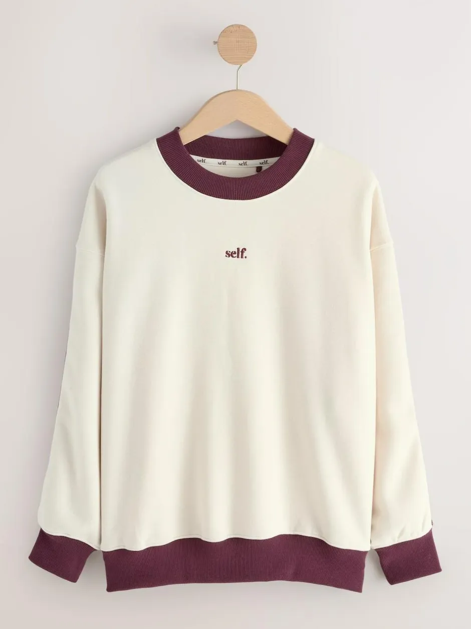 self. Ecru/BerryColourblock Sweatshirt Online