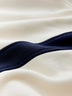 self. Ecru/Navy Half Zip Fleece Top Best