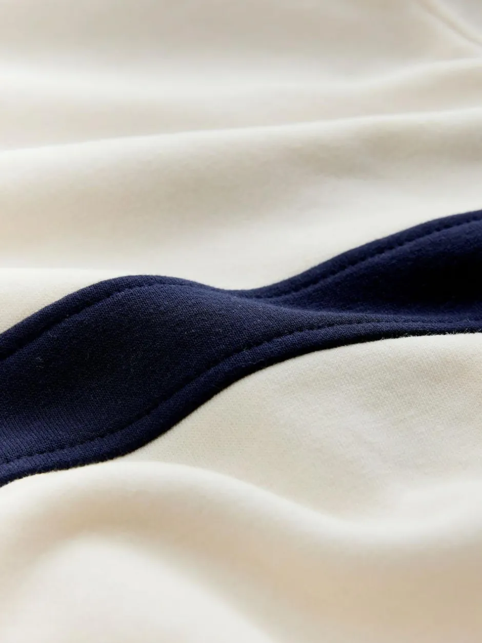 self. Ecru/Navy Half Zip Fleece Top Best