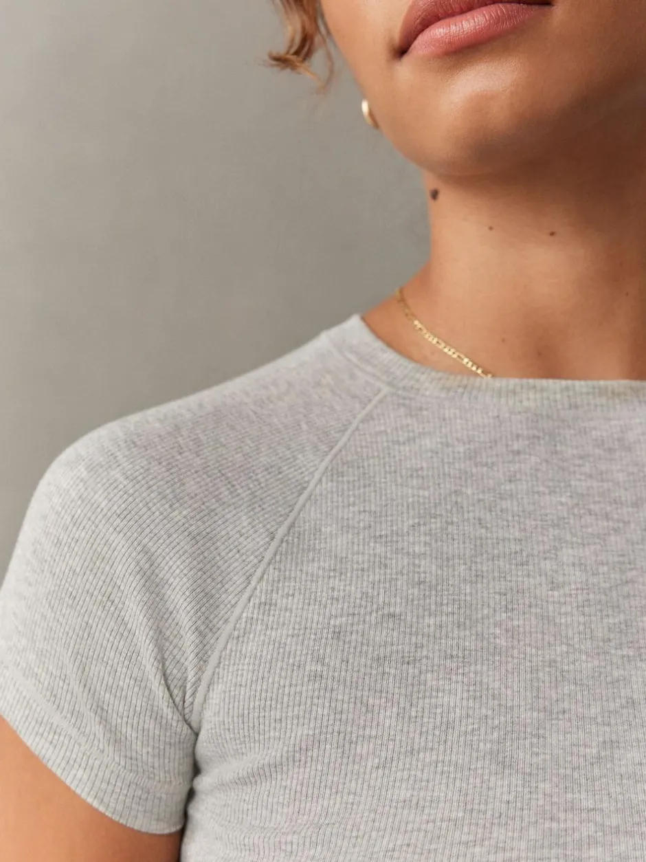 self. Grey Fitted Rib T-Shirt Sale